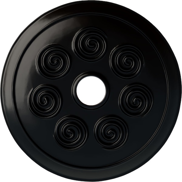 Ekena Millwork Spiral Ceiling Medallion (Fits Canopies up to 4"), Hand-Painted Jet Black, 25 1/4"OD x 4"ID x 2"P CM25SPBLF - main